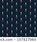 Floral seamless pattern with rose silhouette on a dark blue background. Can be used for fabric, textile, clothing, baby wallpapers or scrap booking. Vector illustration. 107827060