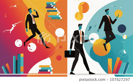 Work stress and balance: Business people who feel stressed and how to maintain a work-life balance. 107827297