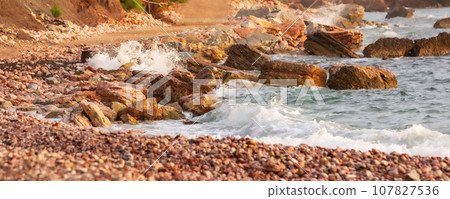 Wild red rocks beach Crvena Glavica, Montenegro 107827536