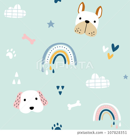 Seamless cute animal illustrations 107828351