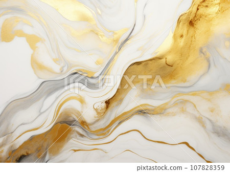 Luxury Gold Marble texture background. Panoramic Marbling texture design for Banner, invitation, wallpaper, headers, website, print ads, packaging design template. AI Generative. 107828359