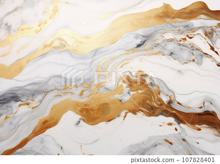 Luxury Gold Marble texture background. Panoramic Marbling texture design for Banner, invitation, wallpaper, headers, website, print ads, packaging design template. AI Generative. 107828401