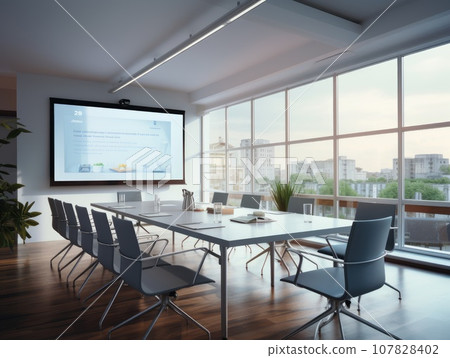 Business presentation, Businessman making a presentation at office. Business executive delivering a presentation to his colleagues during meeting. AI Generative. 107828402