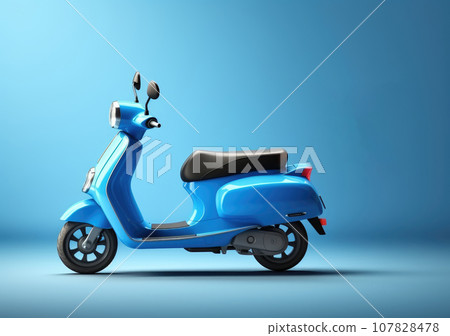 Courier service Delivery. Creative concept design. Realistic 3d scooter, cardboard boxes. Time to Shopping. Landing page for website. Moto scooter and goods. AI Generative. 107828478