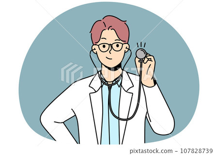 Smiling male doctor with stethoscope 107828739
