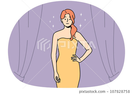 Beautiful young woman in dress on stage 107828758