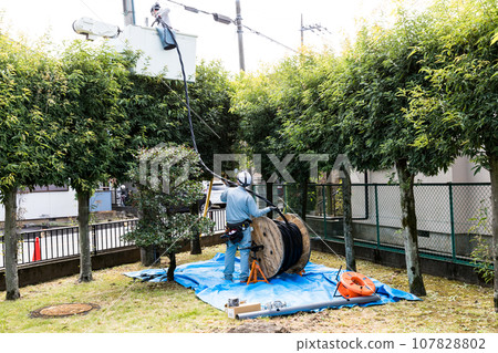 Cubicle high voltage cable replacement work Cubicle high voltage cable replacement work 107828802