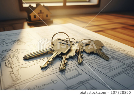 Closeup with space for text. Real estate agent. Relocation, rent Closeup with space for text. Real estate agent. Relocation, rent 107828890