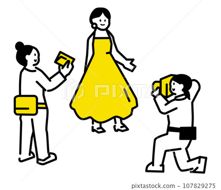 穿著裙子的模特兒插畫 107829275