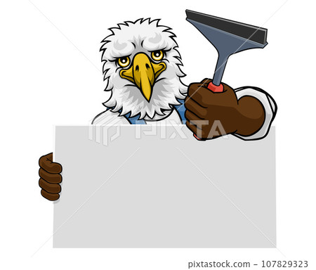 Window Cleaner Eagle Car Wash Cleaning Mascot 107829323