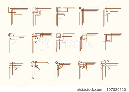 Chinese frame corners. Chinese decorative borders with ornamental traditional elements, asian elegant certificate borders. Vector isolated set Chinese frame corners. Chinese decorative borders with ornamental traditional elements, asian elegant certificate borders. Vector isolated set 107829510