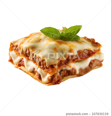 Lasagna isolated on transparent background. Generative AI Lasagna isolated on transparent background. Generative AI 107830139