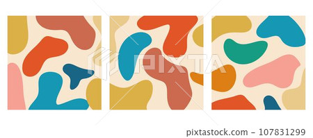 Naive playful abstract shapes background set Naive playful abstract shapes background set 107831299