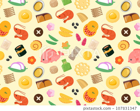 新年菜餚圖案背景壁紙材料,黃色 新年菜餚圖案背景壁紙材料,黃色 107831347