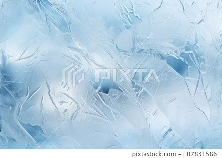 Ice pattern. Frozen water surface, glass or view from the window Ice pattern. Frozen water surface, glass or view from the window 107831586
