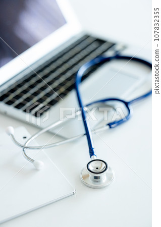 stethoscope on white background 107832355