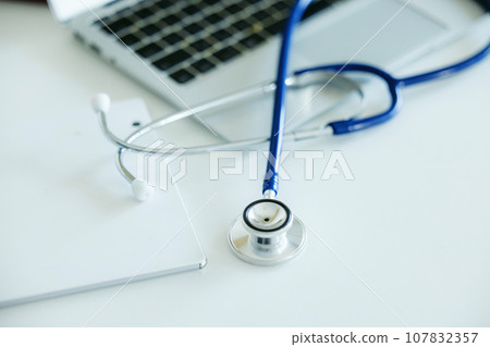 stethoscope on white background 107832357