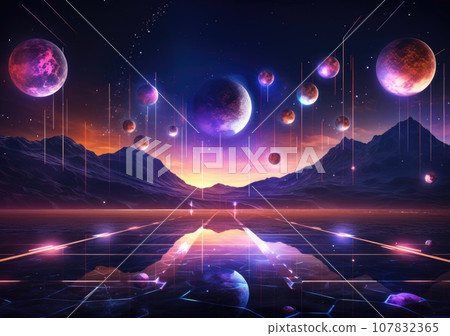 abstract technology futuristic concept, theme of artificial intelligence, Futuristic Sci fi Neon. HUD technology. 107832365