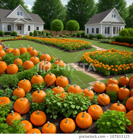 Halloween garden outside house decoration 107833125