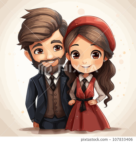 Jewish couple hand-drawn comic illustration. Jewish couple. Vector doodle style cartoon illustration Jewish couple hand-drawn comic illustration. Jewish couple. Vector doodle style cartoon illustration 107833406
