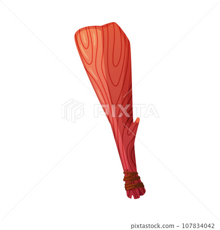 Wooden Bludgeon as Ancient Tool with Shaft Vector Illustration 107834042