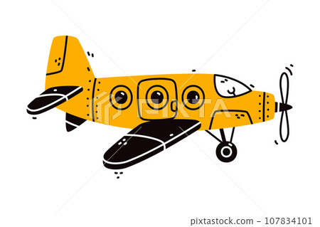 Airplane as Aircraft Flying in the Air Vector Illustration Airplane as Aircraft Flying in the Air Vector Illustration 107834101