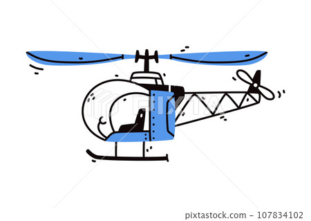 Helicopter as Aircraft Flying in the Air Vector Illustration 107834102