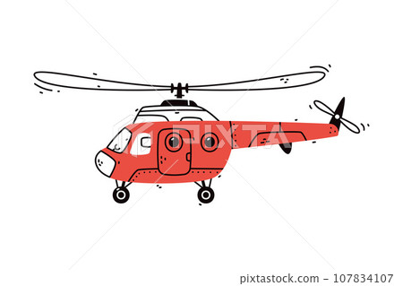 Helicopter as Aircraft Flying in the Air Vector Illustration 107834107