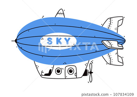 Aerostat as Aircraft Flying in the Air Vector Illustration Aerostat as Aircraft Flying in the Air Vector Illustration 107834109