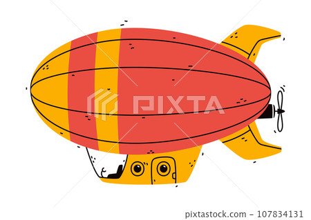 Aerostat as Aircraft Flying in the Air Vector Illustration 107834131