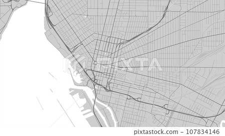 Map of Buffalo city, New York, United States. Urban black and white poster. Road map with metropolitan city area view. Map of Buffalo city, New York, United States. Urban black and white poster. Road map with metropolitan city area view. 107834146