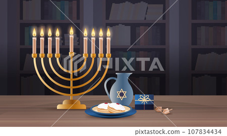 menorah icon happy hanukkah judaism religious holidays hebrew celebration banner candelabrum with candles menorah icon happy hanukkah judaism religious holidays hebrew celebration banner candelabrum with candles 107834434