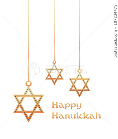 happy hanukkah judaism religious holidays hebrew celebration lettering greeting card star of david symbol 107834475