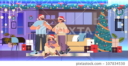 people with hearing aid disabled deaf mute family in santa claus hats communicate using sign language hearing disability people with hearing aid disabled deaf mute family in santa claus hats communicate using sign language hearing disability 107834530