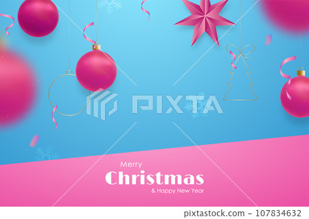 Christmas fashion party banner template with pink balls Christmas fashion party banner template with pink balls 107834632