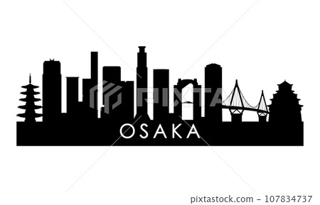 Osaka skyline silhouette. 107834737