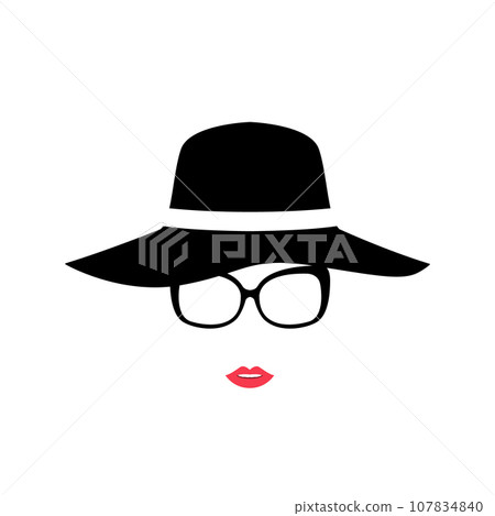 Graceful lady in hat and glasses. 107834840