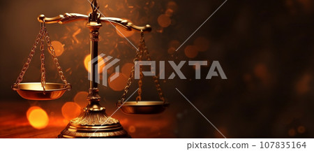 Scales of Justice or zodiac sign Libra. Law concept. Generated AI 107835164