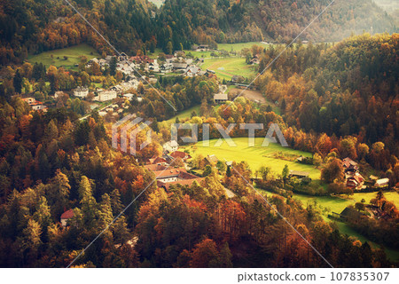 Autumn landscape in Slovenia 107835307