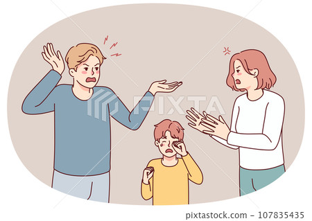 Little boy cry see parents argue 107835435