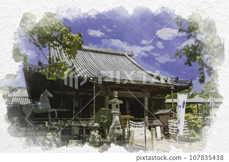 兵庫縣伊保郡太子町斑鳩寺聖德殿前殿水彩畫風 107835438