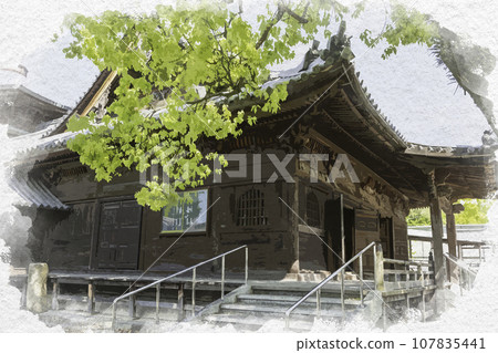 兵庫縣伊保郡太子町斑鳩寺聖德殿前殿水彩畫風 107835441