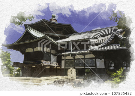 水彩畫風 斑鳩寺聖德殿後殿 兵庫縣伊保郡太子町 水彩畫風 斑鳩寺聖德殿後殿 兵庫縣伊保郡太子町 107835482