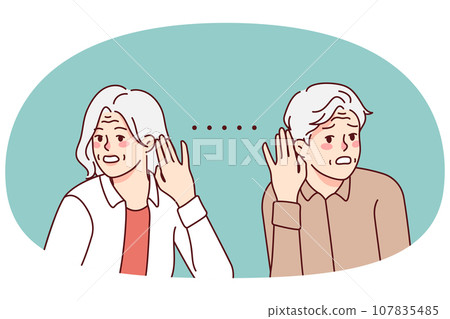 Unhealthy old people suffer from hearing problems Unhealthy old people suffer from hearing problems 107835485