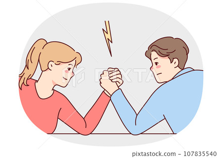 Man and woman arm wrestle 107835540