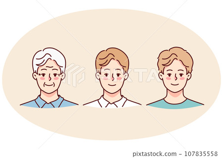 Set of man aging 107835558