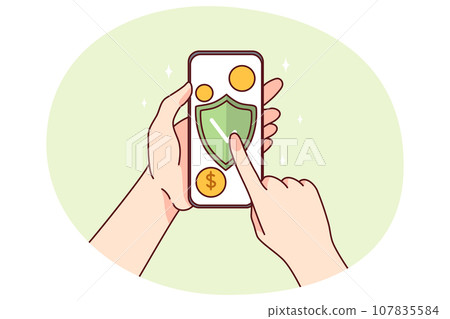 Person buy antivirus program on cell Person buy antivirus program on cell 107835584