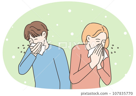 Unhealthy people suffer from cold 107835770