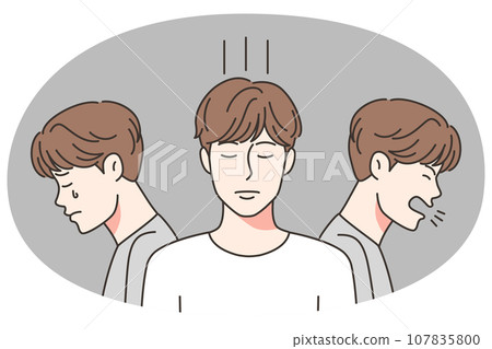 Man having different emotions Man having different emotions 107835800