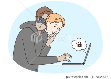 Scammer hacking accounts on computer Scammer hacking accounts on computer 107835816